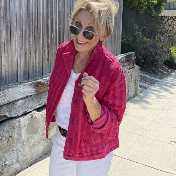 CABI 4124 CHEEKY TOPPER PINK CORDUROY BUTTON DOWN JACKET XS NWOT - Picture 7 of 11